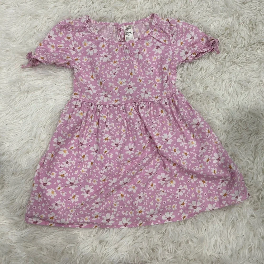 OshKosh Floral Dress Girls Pink‎ Short Sleeve Casual Summer 4T